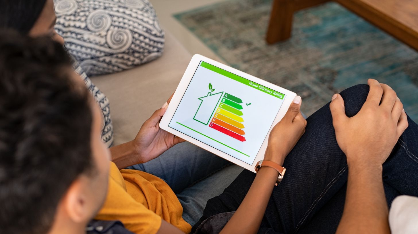 Two people monitoring their energy efficiency levels at home