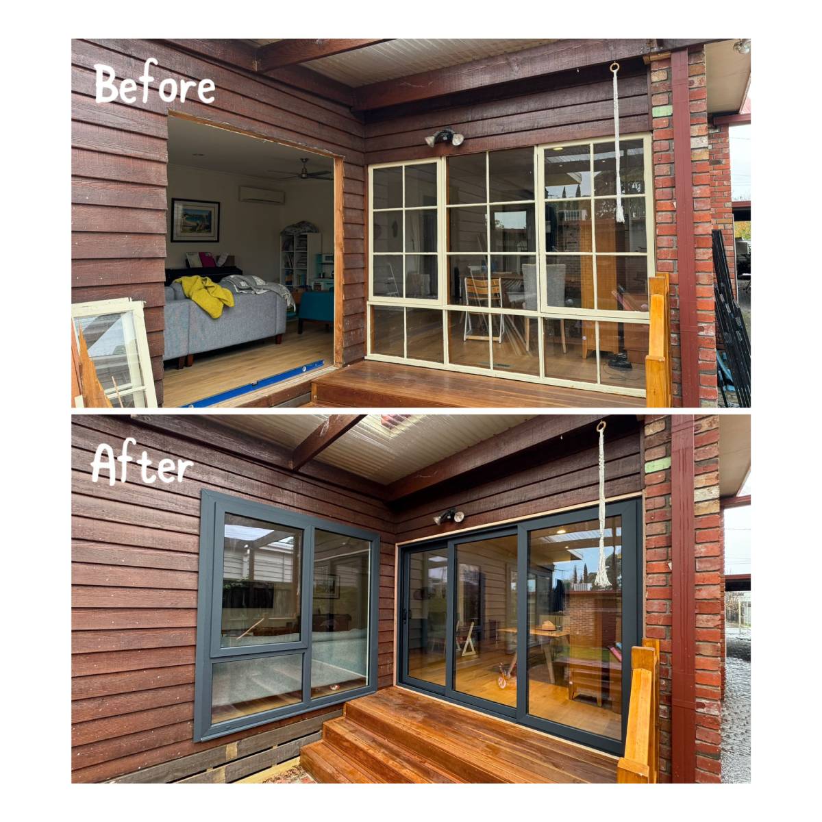 double sliding door installed in brick house (1)