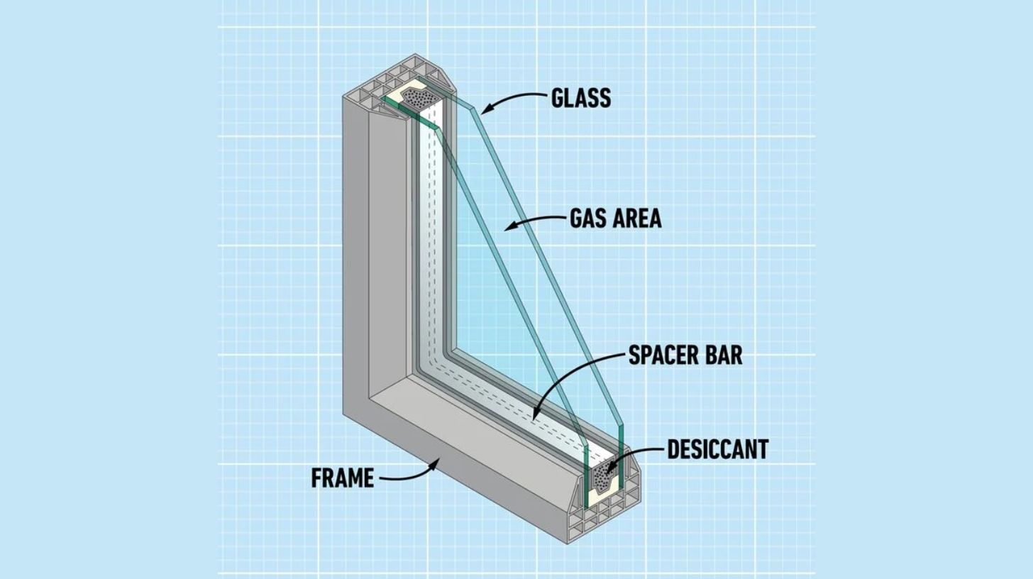 A diagram of double glazed windows