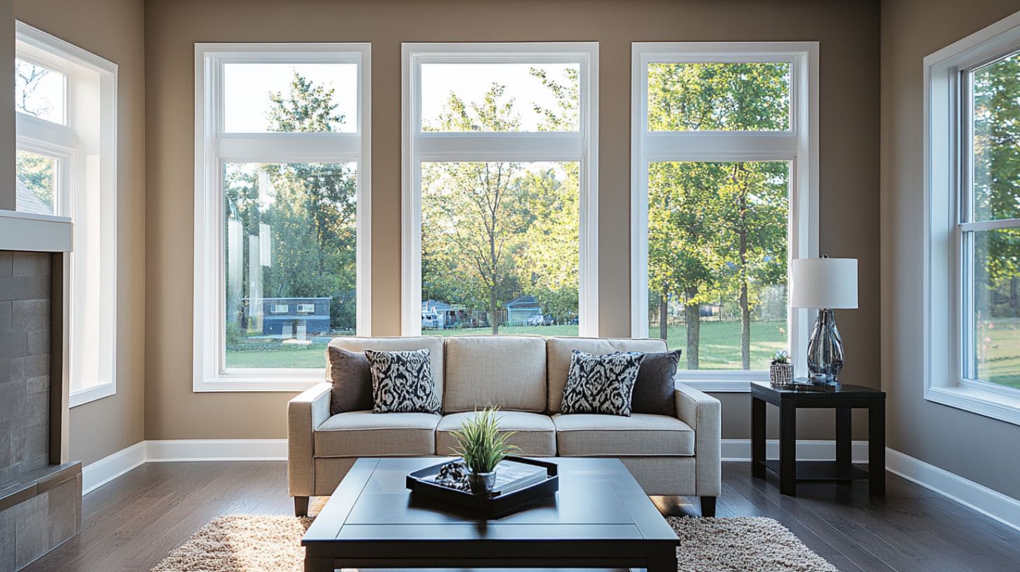 a living room with double glazed windows