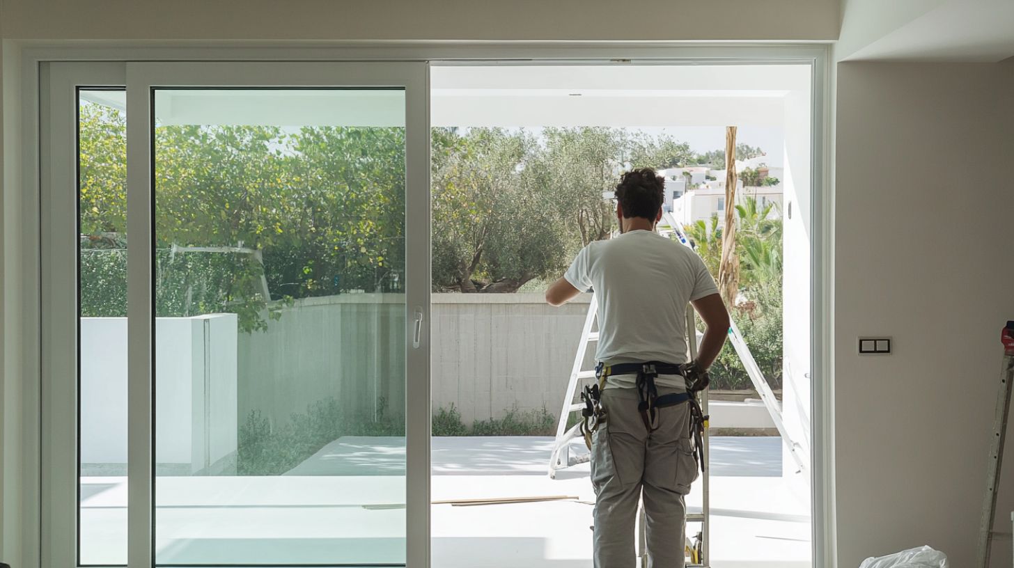 an expert installing sliding doors