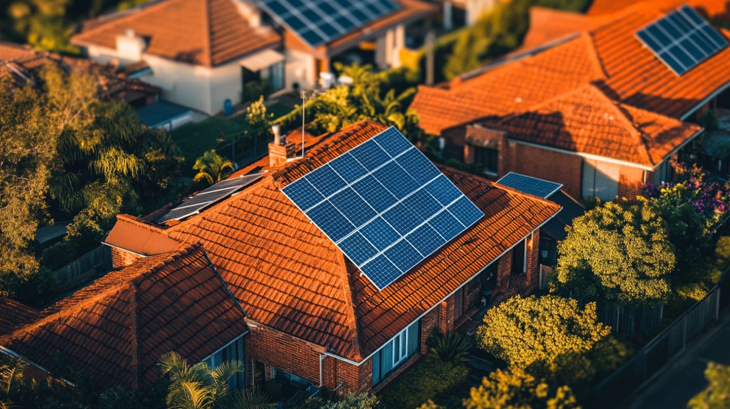 solar panels on an orange roof